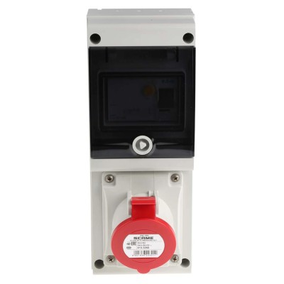 Scame DOMINO IP44 Residual Current Device Wall Mount 3P+PE 32A 415V Red 