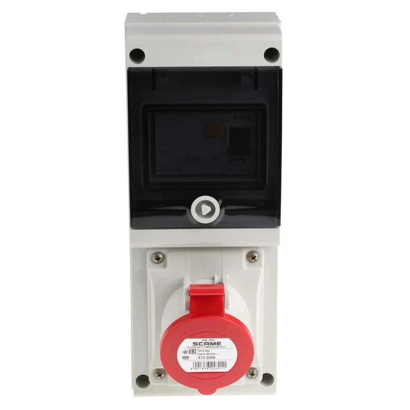 Scame DOMINO IP44 Residual Current Device Wall Mount 3P+PE 32A 415V Red 