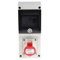 Scame DOMINO Residual Current Device 3P+PE, 16A, 415V, Angled, IP44 Red Wall Mount 