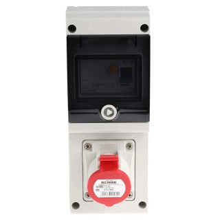 Scame DOMINO Residual Current Device 3P+PE, 16A, 415V, Angled, IP44 Red Wall Mount 