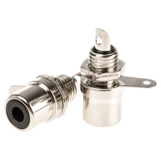 RS PRO Gold Straight Chassis RCA Socket, Nickel, Female, Brass Housing, 411-071