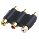 RS PRO Audio Female RCA Straight RCA AV Adapter 411-031, Black, Gold-Plated Contacts, Plastic Housing