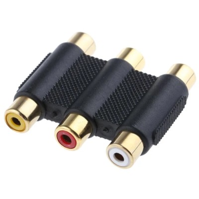 RS PRO Audio Female RCA Straight RCA AV Adapter 411-031, Black, Gold-Plated Contacts, Plastic Housing
