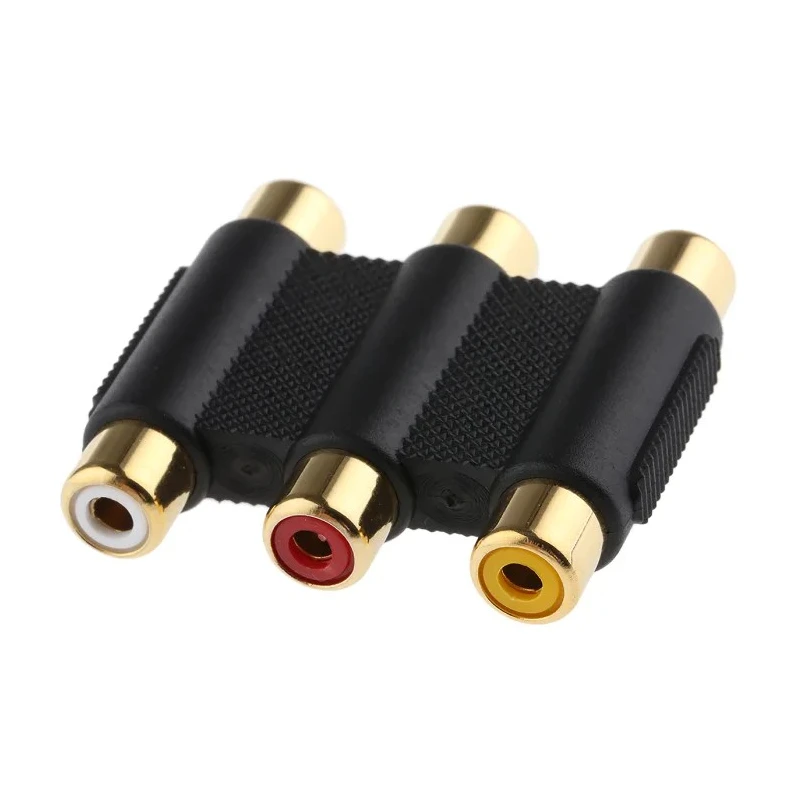 RS PRO Audio Female RCA Straight RCA AV Adapter 411-031, Black, Gold-Plated Contacts, Plastic Housing