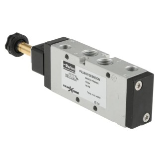 Parker Pneumatic Solenoid Valve 5/2 Solenoid/Spring, 1/4 in G Port, Anodised Aluminium P2LBX