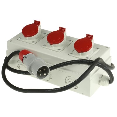 Scame  Surface Mount Industrial Power Socket 16A 415V 3P+PE IP44 Thermoplastic Red DOMINO IP66