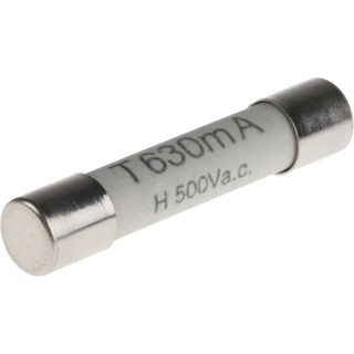 RS PRO Ceramic Cartridge Fuse 630mA T, 6.3 x 32 mm, 500V AC, Time Delay 414-409