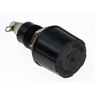 Bulgin FX0365 6.3A Panel Mount Fuse Holder, 1 Pole, 250V AC, IP66, Glass Filled Nylon, For 5 x 20 mm