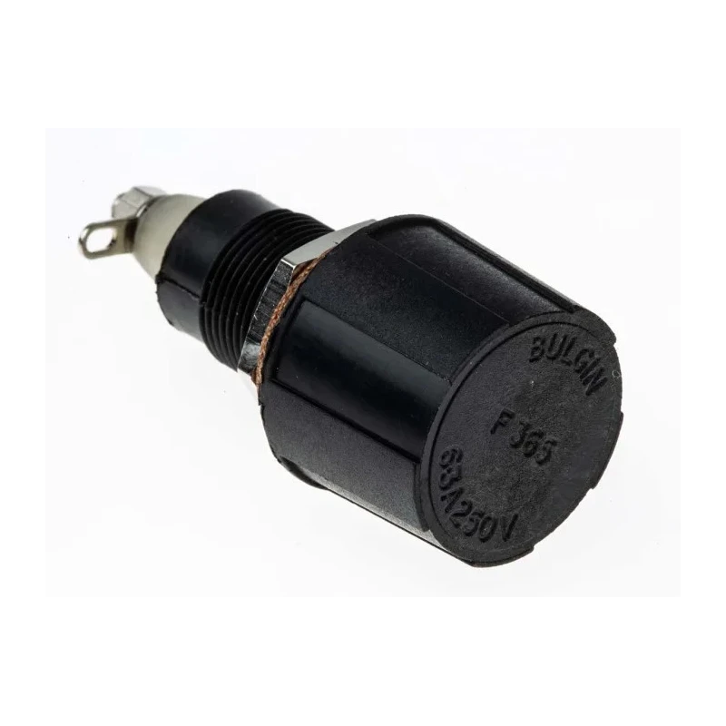 Bulgin FX0365 6.3A Panel Mount Fuse Holder, 1 Pole, 250V AC, IP66, Glass Filled Nylon, For 5 x 20 mm