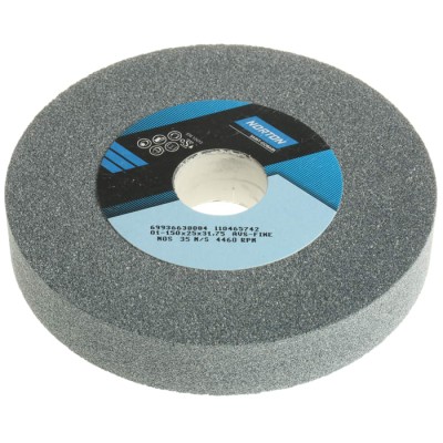 Norton Aluminium Oxide Abrasive Wheel, Fine Grade, 150 mm Diameter, 25 mm Thickness, 31.75 mm Bore, 4460 rpm 69936638084
