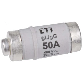 ETI Neozed Fuse D02, 50A, 400V AC, E18 Thread, Ceramic Body, Breaking Capacity 50kA 2212004