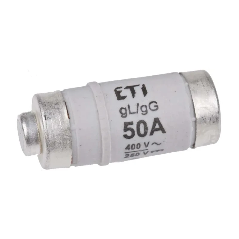 ETI Neozed Fuse D02, 50A, 400V AC, E18 Thread, Ceramic Body, Breaking Capacity 50kA 2212004