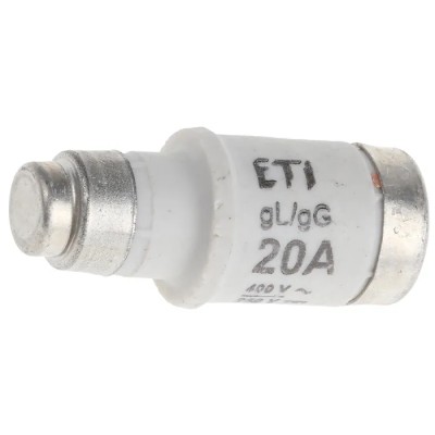 ETI Neozed Fuse D02, 20A, 400V AC, E18 Thread Size, Ceramic Body, Breaking Capacity 50kA 2212001