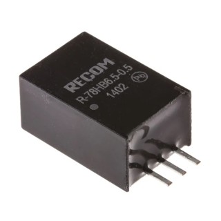 Recom 5 Output Switching Regulator 75V, 500mA, SIP Package, R-78HB6.5-0.5