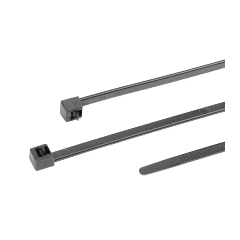 HellermannTyton Releasable Cable Tie, 350 mm x 4.6 mm, Black Polyamide 66, 200N Tensile Strength 115-02300 RELK2L-PA66-BK