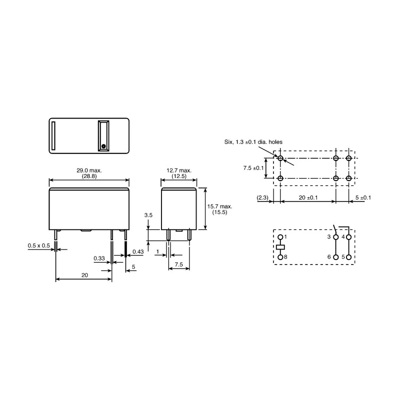 Omron PCB Power Relay SPST 12V DC Coil 16A Switching Current Low Profile G5RL-1A-E-LN DC12BYOMZ