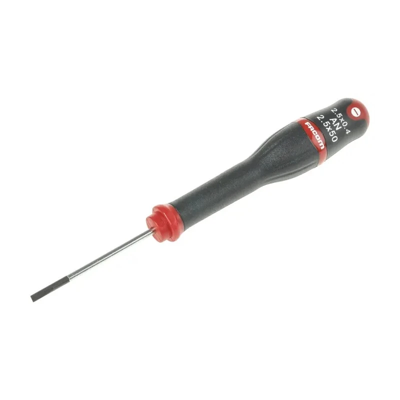 Facom AT2.5X50 Slotted Screwdriver, 50 mm Blade, 0.5 mm Tip, 144 mm Overall Length, Insulated, Silicon Carbide Steel