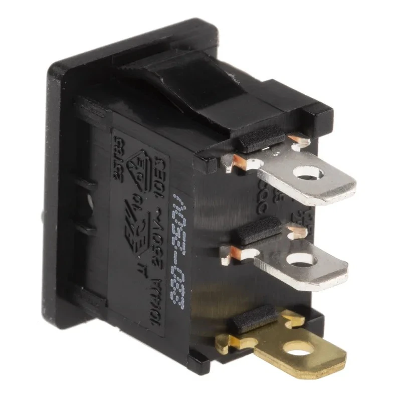 RS PRO Illuminated Green Rocker Switch Panel SPST, On-Off, Nylon Housing, 10A, 250V AC, Quick Connect, IP66 419-788