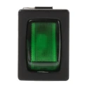 RS PRO Illuminated Green Rocker Switch Panel SPST, On-Off, Nylon Housing, 10A, 250V AC, Quick Connect, IP66 419-788