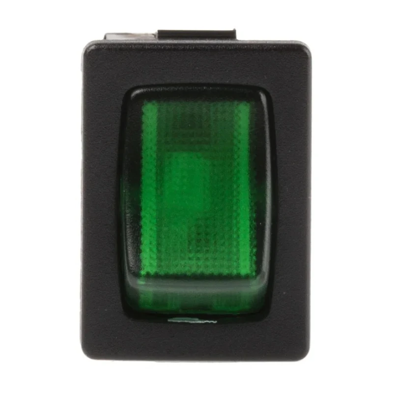 RS PRO Illuminated Green Rocker Switch Panel SPST, On-Off, Nylon Housing, 10A, 250V AC, Quick Connect, IP66 419-788