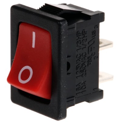 RS PRO SPST Miniature Rocker Switch Panel, On-Off, Red Actuator, Panel Mount, 16A 250V AC 419-748