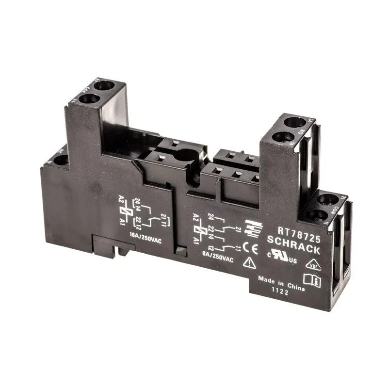 TE Connectivity 8 Way DIN Rail Relay Socket, 240V AC, Screw Terminal, For RT Series, 16A RT78725 1860306-1