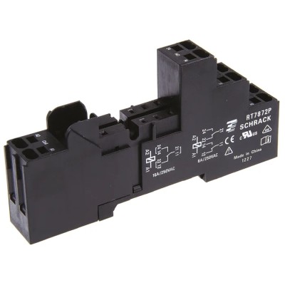 TE Connectivity RT78 8 Way DIN Rail Relay Socket, Spring Clamp, 240V AC, 16A, For Use With RT Series, 