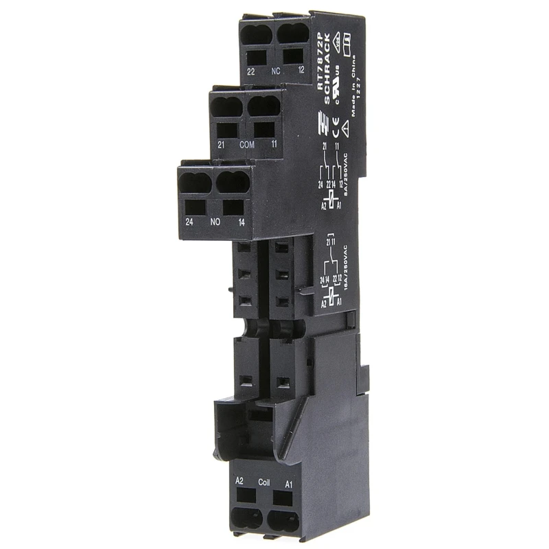 TE Connectivity RT78 8 Way DIN Rail Relay Socket, Spring Clamp, 240V AC, 16A, For Use With RT Series, 