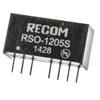 Recom RSO-1205S DC/DC Converter 5V DC Output, 200mA, 9–18V DC Input, 1W, SIP Through-Hole, -40°C to 85°C