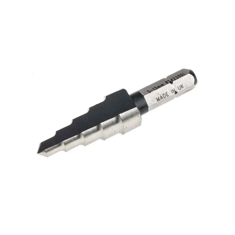 RS PRO HSS Step Drill Bit 5 to 13 mm, 55 mm Length, Hex Shank, Bright Finish 423-860