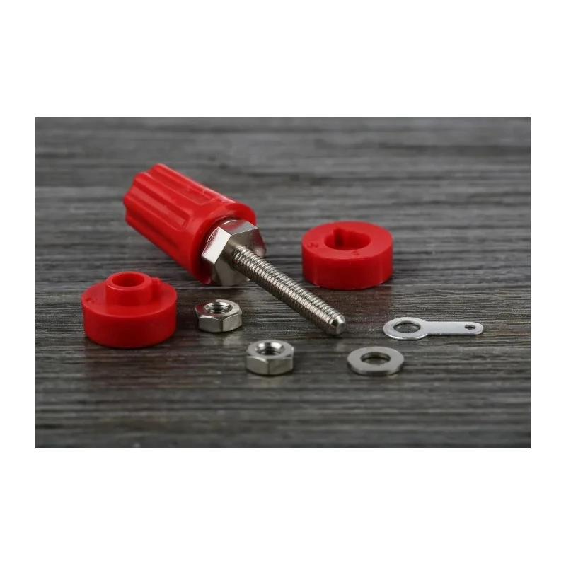 RS PRO Red Binding Post 16A Brass Contacts Nickel Plated 50V Female Maximum Panel Thickness 12.7mm 423-239