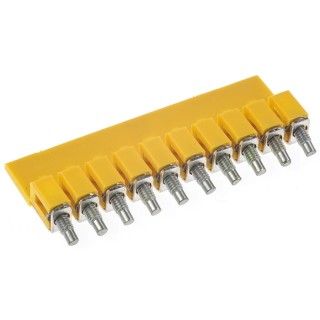 Weidmüller WQV Series Jumper Bar, 10-Pole, Screw Mounting, 32A, Polyamide 66, Yellow, DIN Rail Terminal Blocks 1054460000