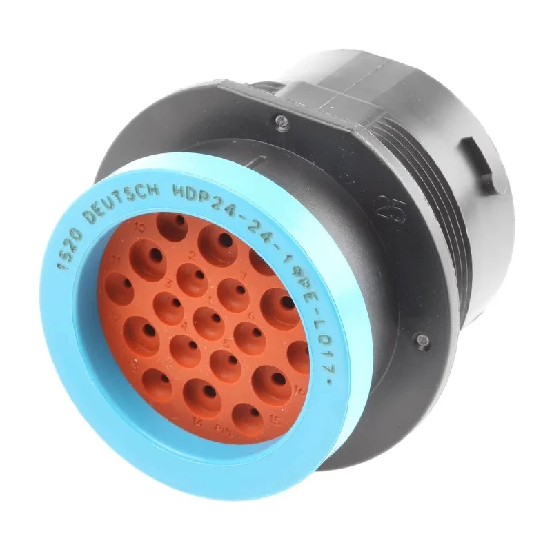 Deutsch Circular Connector 19 Contacts, 2.39 mm, Male, Socket, Cable Mount, IP67, 25A 250V, Crimp HDP24-24-19PE-L017