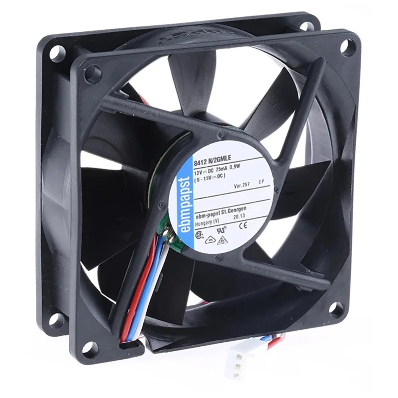 ebm-papst 8400 N Series Axial Fan, 12V DC, 45 m³/h, 900 mW, , 80 mm x 80 mm x 25 mm, External Rotor, Brushless, Sleeve IP68