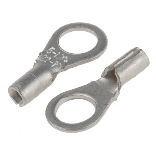 RS PRO Uninsulated Crimp Ring Terminal M5 Stud Size, 22 AWG–16 AWG Wire, Copper Tin-Plated 433-012