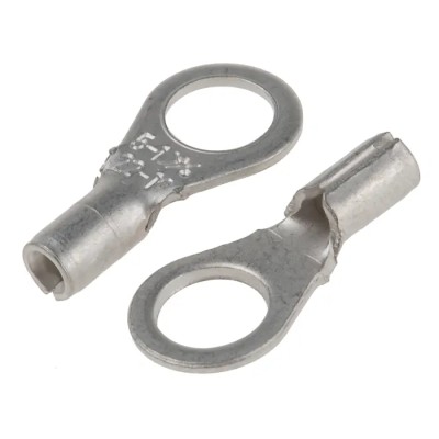 RS PRO Uninsulated Crimp Ring Terminal M5 Stud Size, 22 AWG–16 AWG Wire, Copper Tin-Plated 433-012