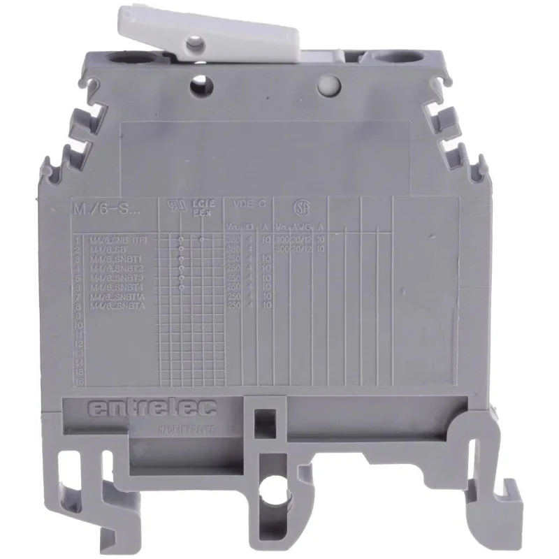 Entrelec SNA Series DIN Rail Terminal Block, Grey, 4mm², 1-Level, Screw, 400V AC, 20A, 1SNA115686R1300