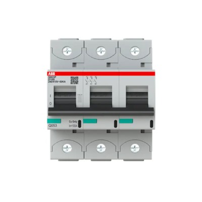 ABB High Performance S800S Miniature Circuit Breaker, 3-Pole, 100A, Type D, 690V AC, DIN Rail, IP20, 50kA 2CCG001245R0001