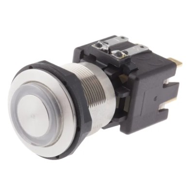 Schurter MSM LA 19 Series Illuminated Push Button Switch, Latching, Panel Mount, 19 mm Cutout, DPDT, Red 1241.6824.1121000