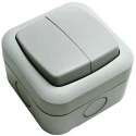 Timeguard Powerseal 2-Way Rocker Bell Push Light Switch TPSL02, IP55, 2 Gang, 230V, Polycarbonate, Satin Grey