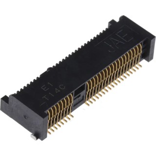 JAE 52 Way Right Angle PCI Mini PCIe Memory Card Connector, 0.8mm Pitch, Surface Mount, Solder MM60