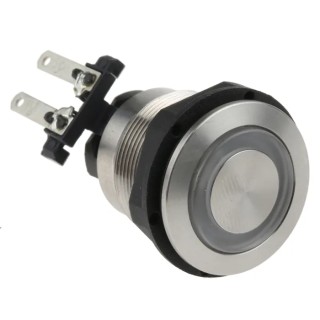 Schurter MSM LA 19 Series Push Button Switch, Latching, Panel Mount, 19 mm Cutout, DPDT, Green LED, IP00 1241.6824.1122000