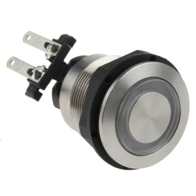 Schurter MSM LA 19 Series Push Button Switch, Latching, Panel Mount, 19 mm Cutout, DPDT, Green LED, IP00 1241.6824.1122000