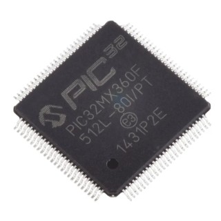 Microchip 32-bit PIC Microcontroller 80 MHz 512kB Flash 100-Pin TQFP PIC32MX360F512L-80I/PT