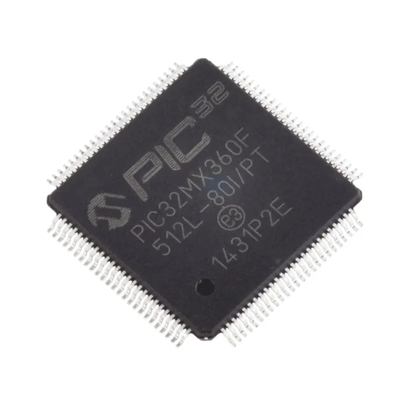 Microchip 32-bit PIC Microcontroller 80 MHz 512kB Flash 100-Pin TQFP PIC32MX360F512L-80I/PT