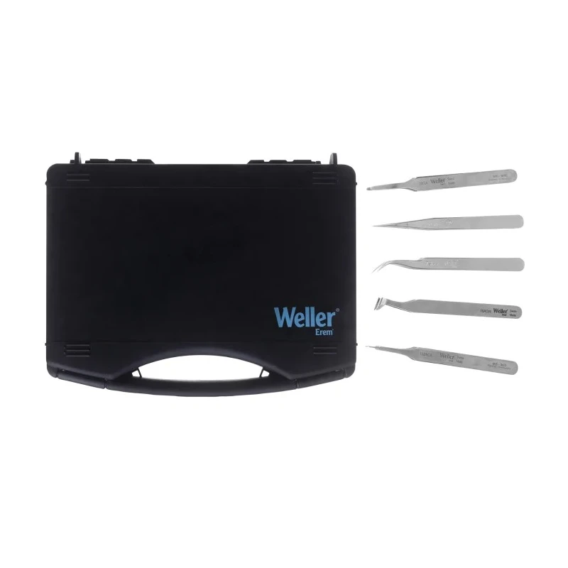 Weller Erem Stainless Steel Pointed ESD Safe Tweezer Set 114mm, 5 Pieces 3500TP