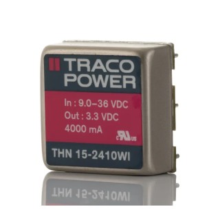 TRACOPOWER DC/DC Converter 3.3V Output, 4A, 9–36V Input, 15W, Through-Hole, -40°C to 85°C, THN 15-2410WI