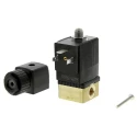 Burkert 3-Port Solenoid Valve, NC, Brass Body, 24V DC, 10 bar, 3.18 mm Port, 6014 Series 125333