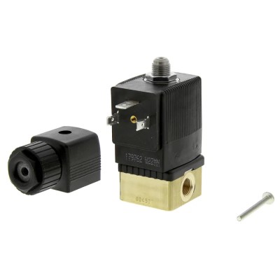 Burkert 3-Port Solenoid Valve, NC, Brass Body, 24V DC, 10 bar, 3.18 mm Port, 6014 Series 125333