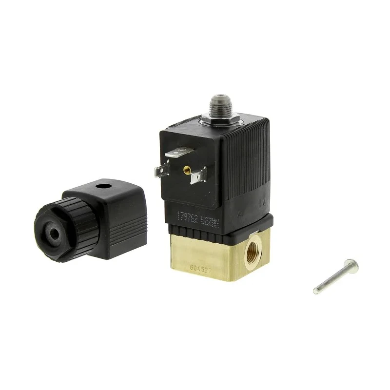 Burkert 3-Port Solenoid Valve, NC, Brass Body, 24V DC, 10 bar, 3.18 mm Port, 6014 Series 125333